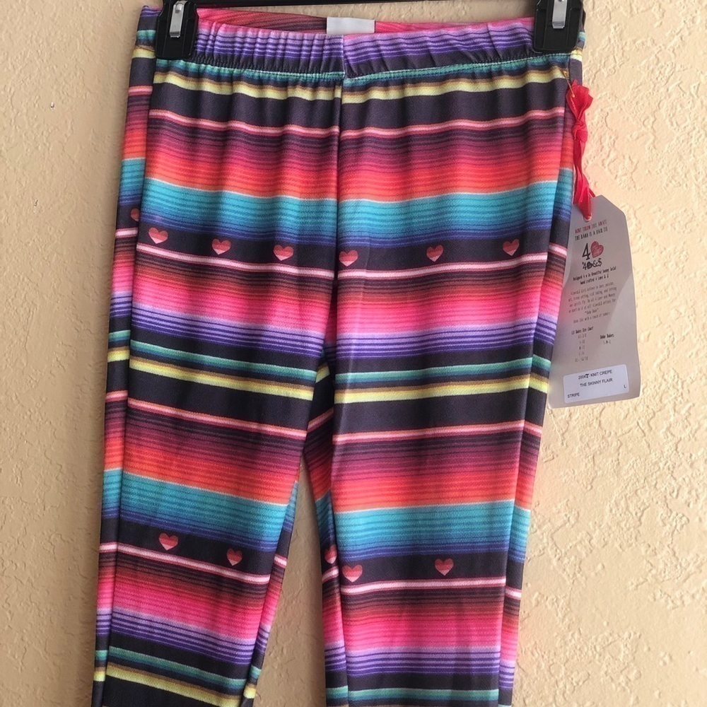 4 Love & Money Girls Skinny Flair Stripped Pant - Picture 5 of 12